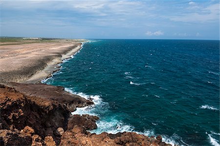 Waves hitting Shoreline, Aruba, Lesser Antilles, Caribbean Foto de stock - Sin royalties Premium, Código: 600-06431244