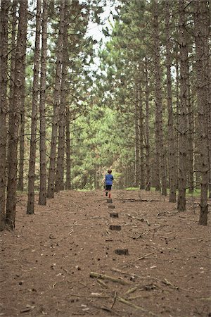perennifolio - Boy Walking on Path in Forest, Newmarket, Ontario, Canada Foto de stock - Sin royalties Premium, Código: 600-06452046