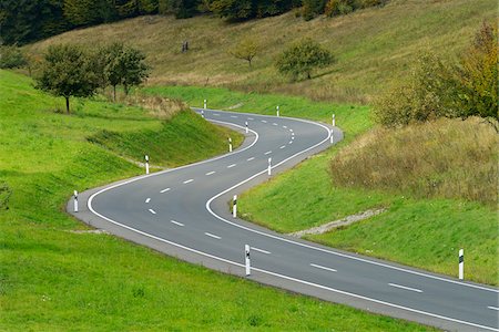 scenic windy road - Winding Country Road in Landscape, Spessart, Bavaria, Germany Stock Photo - Premium Royalty-Free, Code: 600-06471315