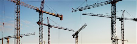 panoramic and building exterior and sky - Panoramic of Multiple Heavy Duty Construction Cranes, Toronto, Ontario, Canada Stock Photo - Premium Royalty-Free, Code: 600-06531377