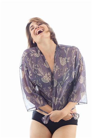 Portrait of Young Woman wearing Intimate Apparel in Studio Photographie de stock - Premium Libres de Droits, Code: 600-06531587