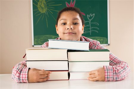 simsearch:600-07192152,k - Girl and Textbooks in Classroom, Baden-Wurttemberg, Germany Stock Photo - Premium Royalty-Free, Code: 600-06548589