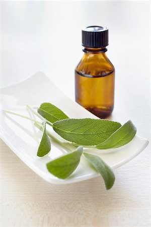 salvia - Sprig of sage, herbs and bottle of aromatic oil for aromatherapy Stock Photo - Premium Royalty-Free, Code: 600-06674989