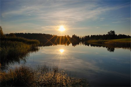 Sunset over Hegratsrieder See, Fuessen, Ostallgau, Bavaria, Germany Foto de stock - Sin royalties Premium, Código: 600-06758364