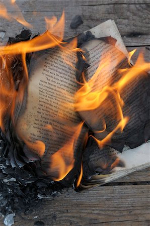 protest - Burning Book on Wooden Background Foto de stock - Sin royalties Premium, Código: 600-06752237