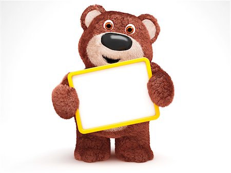 simsearch:600-06773113,k - Illustration of Teddy Bear with Blank Sign on White Background Stock Photo - Premium Royalty-Free, Code: 600-06773121