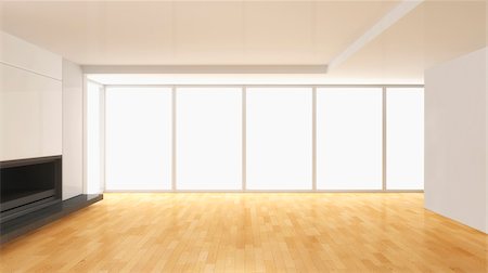 empty room with wooden floor - 3D-Illustration of Empty Living Room Stock Photo - Premium Royalty-Free, Code: 600-06808790