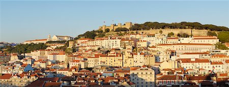 simsearch:600-06841813,k - Panoramic View of Castelo de Sao Jorge, Alfama, Baixa, Lisbon, Portugal Stock Photo - Premium Royalty-Free, Code: 600-06841838