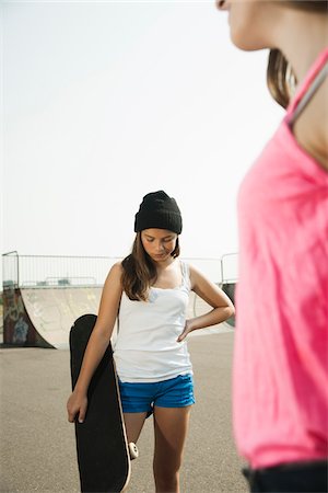 pictures of pre teen girls in tank tops - Girls Hanging out in Skatepark, Feudenheim, Mannheim, Baden-Wurttemberg, Germany Stock Photo - Premium Royalty-Free, Code: 600-06894953