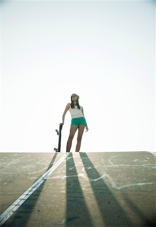 skate board girl - Teenage Girl Hanging out in Skatepark, Feudenheim, Mannheim, Baden-Wurttemberg, Germany Stock Photo - Premium Royalty-Free, Code: 600-06894965