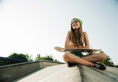 skate board girl - Teenage Girl Hanging out in Skatepark, Feudenheim, Mannheim, Baden-Wurttemberg, Germany Stock Photo - Premium Royalty-Free, Code: 600-06894960