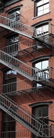 escalera de incendios - View of brownstones, Soho district, New York City, New York, USA Foto de stock - Sin royalties Premium, Código: 600-06899952