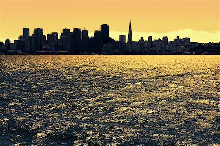 san francisco peninsula - Skyline and San Francisco Bay at Sunset, San Francisco, California, USA Photographie de stock - Premium Libres de Droits, Code: 600-06961893