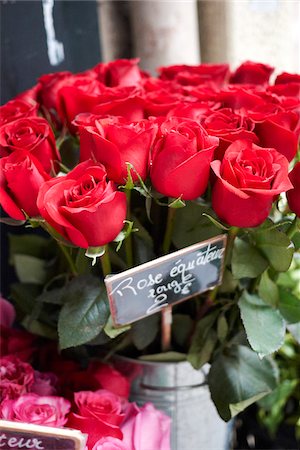 simsearch:862-03711345,k - Close-up of bunch of Red Roses for sale, Paris, France Foto de stock - Sin royalties Premium, Código: 600-07156235