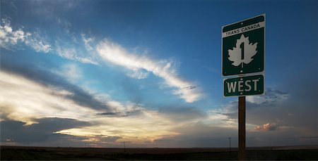 simsearch:600-07458570,k - Trans Canada Highway Sign near Swift Current, Alberta, Canada Stock Photo - Premium Royalty-Free, Code: 600-07199435