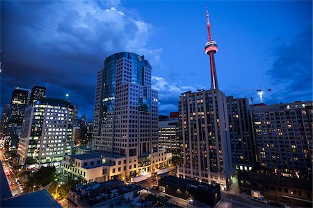 downtown - CN Tower and Skyline at Night, Toronto, Ontario, Canada Stock Photo - Premium Royalty-Free, Code: 600-07199690