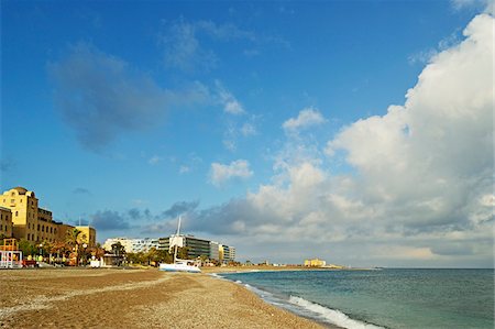 Rhodes City beach, Rhodes, Dodecanese, Aegean See, Greece, Europe Foto de stock - Sin royalties Premium, Código: 600-07202693