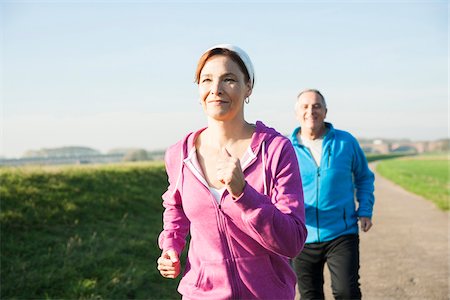 Couple Jogging Outdoors, Mannheim, Baden-Wurttemberg, Germany Stock Photo - Premium Royalty-Free, Code: 600-07237891