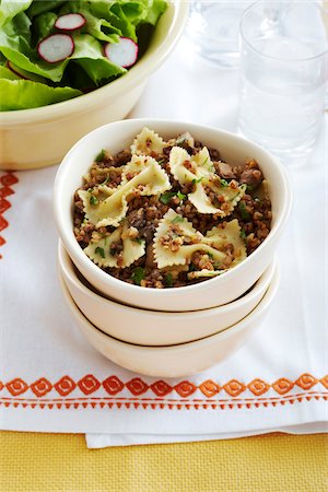 Bowl of Kasha and Bowtie Pasta, Studio Shot Stock Photo - Premium Royalty-Free, Code: 600-07311271