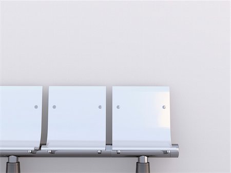 Illustration of close-up of three white seats in a row on white background Stock Photo - Premium Royalty-Free, Code: 600-07311304