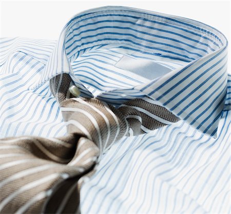 simsearch:600-08542899,k - Close-up of Striped Dress Shirt with Tie, Studio Shot Stock Photo - Premium Royalty-Free, Code: 600-07434958