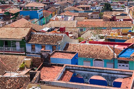 simsearch:600-07486863,k - Overview of tiled rooftops of Houses, Trinidad, Cuba, West Indies, Caribbean Foto de stock - Sin royalties Premium, Código: 600-07486874