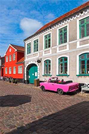 Typical Painted Housing, Aeroskobing Village, Aero Island, Denmark Fotografie stock - Premium Royalty-Free, Codice: 600-07487344