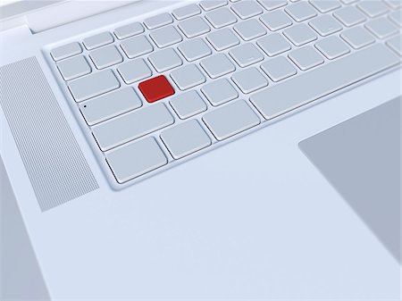 simsearch:600-03738146,k - Digital Illustration of Close-up of Laptop Keyboard with one Red Key Stock Photo - Premium Royalty-Free, Code: 600-07541332