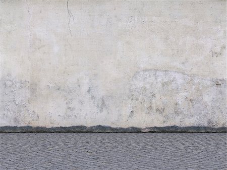 Digital Illustration of Weathered Concrete Wall and Cobblestone Pavement Photographie de stock - Premium Libres de Droits, Code: 600-07584855