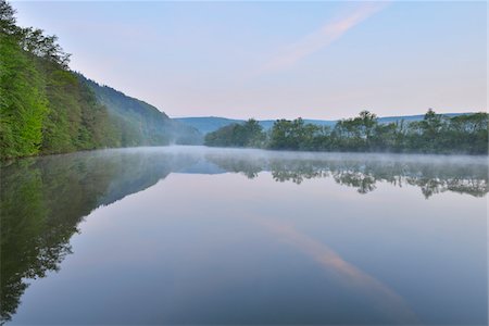 pastel colored - River Main in the Dawn, Spring, Dorfprozelten, Spessart, Franconia, Bavaria, Germany Stock Photo - Premium Royalty-Free, Code: 600-07599957