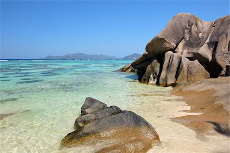 Anse Source d'Argent with Sculpted Rocks, La Digue, Seychelles Foto de stock - Sin royalties Premium, Código: 600-07653893