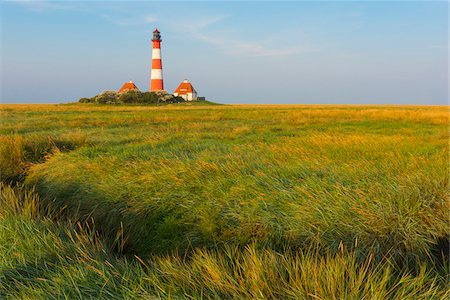 Westerhever Lighthouse, Eiderstedt, North Frisia, Schleswig-Holstein, Germany Foto de stock - Sin royalties Premium, Código: 600-07745106