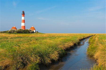 Westerhever Lighthouse, Eiderstedt, North Frisia, Schleswig-Holstein, Germany Photographie de stock - Premium Libres de Droits, Code: 600-07745109