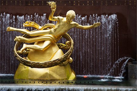 figura - Prometheus Statue at Rockefeller Center, Midtown Manhattan, New York City, New York, USA Foto de stock - Sin royalties Premium, Código: 600-07760284