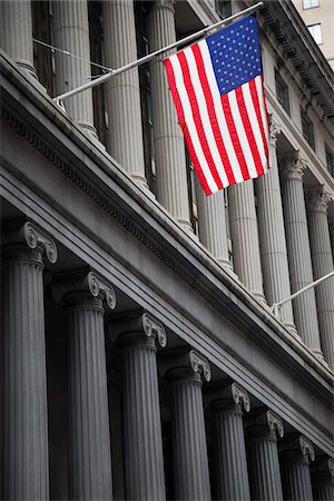 American Flag on Wall Street, Lower Manhattan, New York City, New York, USA Foto de stock - Sin royalties Premium, Código: 600-07760313