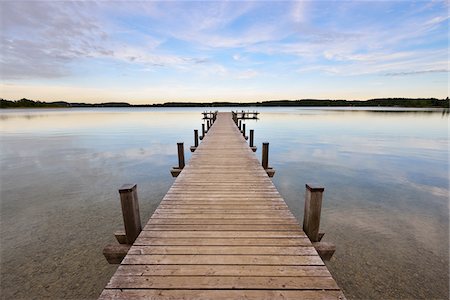 Wooden Jetty at Sunset, Lake Woerthsee, Fuenfseenland, Upper Bavaria, Bavaria, Germany Stock Photo - Premium Royalty-Free, Code: 600-07844408