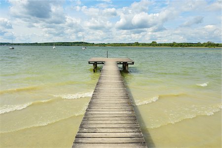 Wooden Jetty, Stegen am Ammersee, Lake Ammersee, Fuenfseenland, Upper Bavaria, Bavaria, Germany Stockbilder - Premium RF Lizenzfrei, Bildnummer: 600-07844420