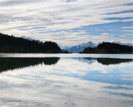 simsearch:600-03787187,k - Lake with Mountain Range, Illasbergsee, Halblech, Bavaria, Germany Stock Photo - Premium Royalty-Free, Code: 600-07844442