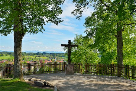 fünfseenland - Lookout with Cross, Kloster Andechs, Andechs, Upper Bavaria, Bavaria, Germany Stockbilder - Premium RF Lizenzfrei, Bildnummer: 600-07844607