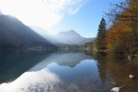 Landscape of Mountains Reflected in Lake in Autumn, Langbathsee, Austria Stock Photo - Premium Royalty-Free, Code: 600-07944989