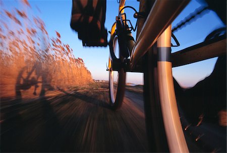 Close-up of bicycle wheels in motion, biking along the Big Pond Trail in Newport, Rhode Island, USA Stockbilder - Premium RF Lizenzfrei, Bildnummer: 600-07945062