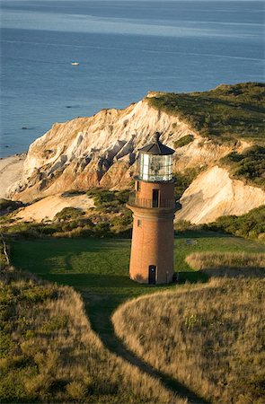 famous - High angle view of the Gay Head Lighthouse on the island of Martha's Vineyard in Aquinnah, Massachusetts, USA Stock Photo - Premium Royalty-Free, Code: 600-07945099