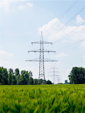 High-voltage Transmission Towers, North Rhine-Westphalia, Germany Stock Photo - Premium Royalty-Free, Code: 600-07965872