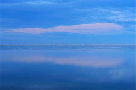 simsearch:600-08386213,k - Lake at Dusk, Enfores de la Vignolle, Saintes-Maries-de-la-Mer, Camargue, Bouches-du-Rhone, Provence-Alpes-Cote d'Azur, France Stock Photo - Premium Royalty-Free, Code: 600-07968204