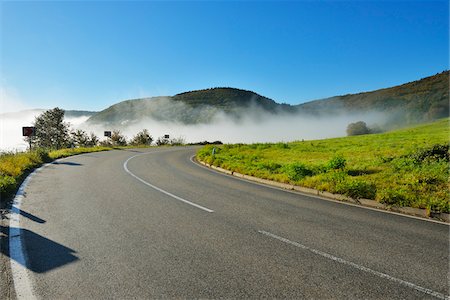 Country Road with Morning Mist, Weiler-Boppard, Boppard, Rhein-Hunsruck-Kreis, Rhineland-Palatinate, Germany Photographie de stock - Premium Libres de Droits, Code: 600-07968240