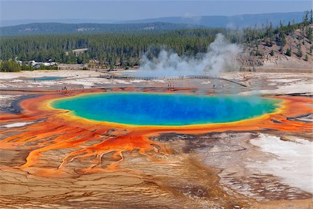 extreme terrain - Grand Prismatic Spring at Midway Geyser Basin, Yellowstone National Park, Teton County, Wyoming, USA Stock Photo - Premium Royalty-Free, Code: 600-08002210