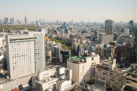 shibuya - High angle view of Tokyo with soccer field on top of building, viewed from Cerulean Tower Hotel in Shibuya, Tokyo, Japan Stock Photo - Premium Royalty-Free, Code: 600-08002516