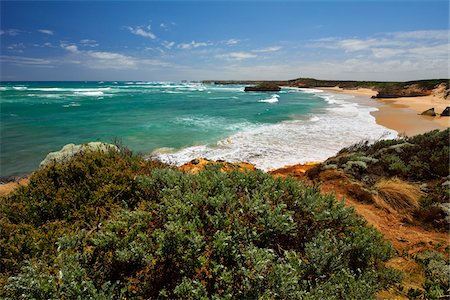 Ocean Coastline in Summer, Port Campbell, Great Ocean Road, Victoria, Australia Foto de stock - Sin royalties Premium, Código: 600-08026104