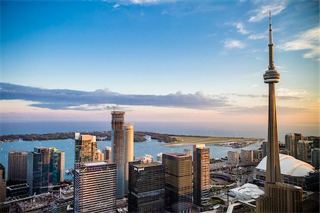 skyline, sky - Skyline with CN Tower and Lake Ontario, Toronto, Ontario, Canada Stock Photo - Premium Royalty-Free, Code: 600-08059825