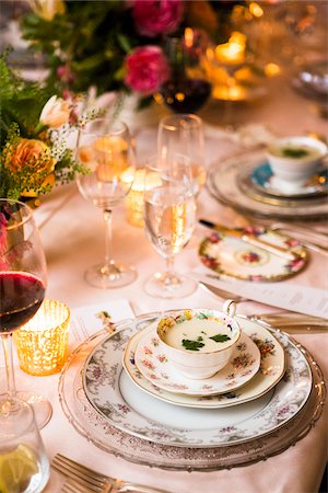 Creamy Soup with Herb Garnish in Teacup at Wedding Stock Photo - Premium Royalty-Free, Code: 600-08059821